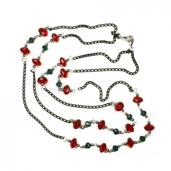 Бусы пластмассовые, цвет красный+зеленый